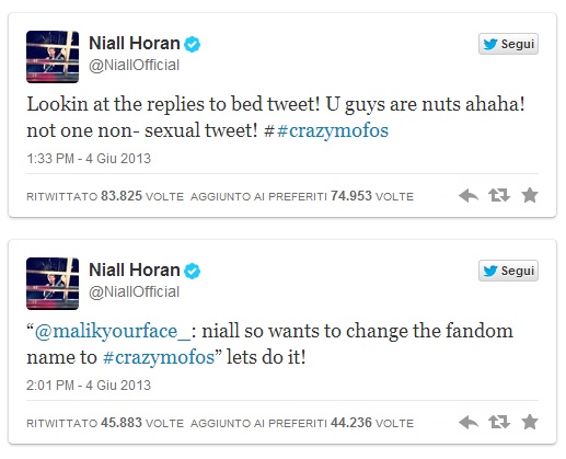 Tweet Niall Crazy Mofos