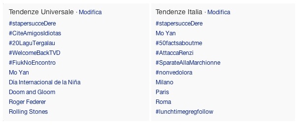 #stapersucceDere trending topic mondiale One Direction