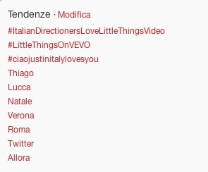 #ItalianDirectionersLoveLittleThingsVideo trending topic