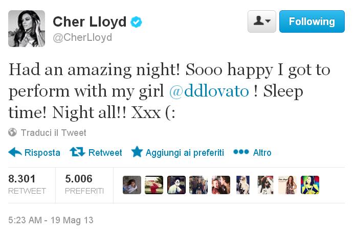 Cher Lloyd tweet Demi Lovato