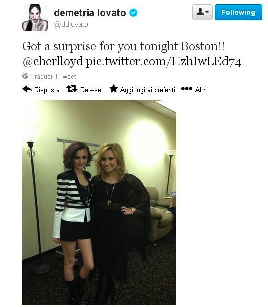 Demi Lovato Tweet Boston Cher