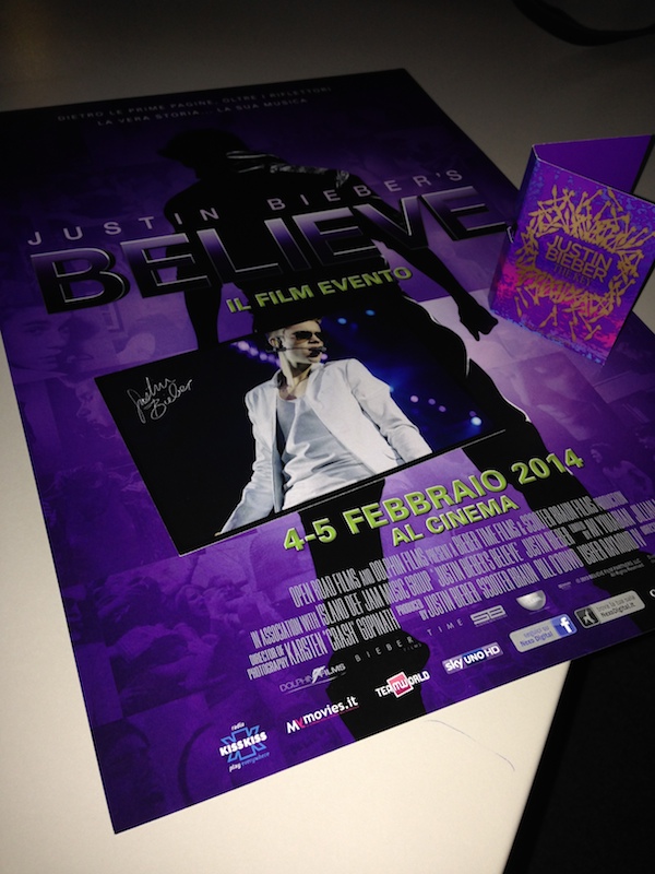 Justin Bieber believe omaggi anteprima