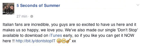 5SOS post facebook dont stop