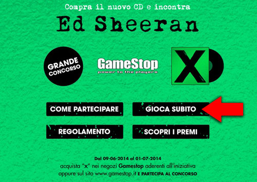 Gioca Subito Ed Sheeran Game Stop