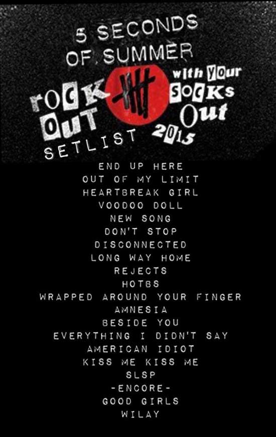 5SOS setlist Tour 2015