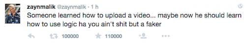 Zayn Malik tweet Naughty Boy 2