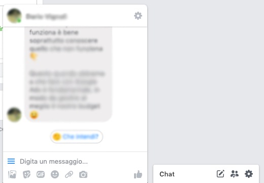 composizione messaggio su facebook