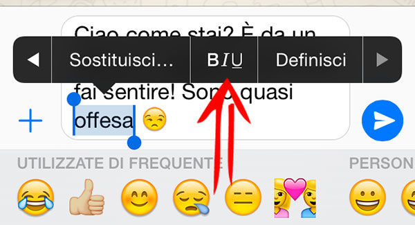 WhatsApp formattare testo