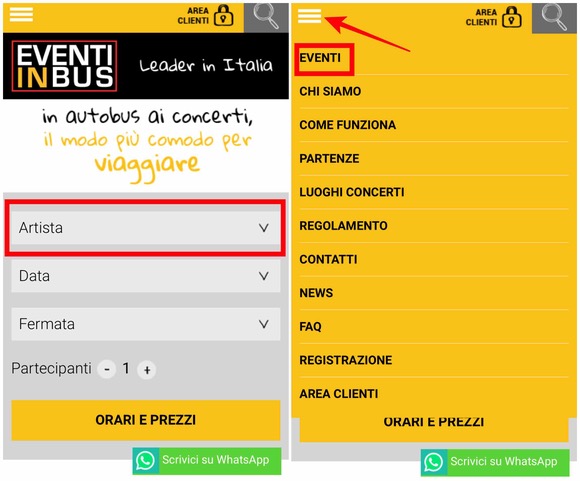 EVENTI IN bus CONCERTI