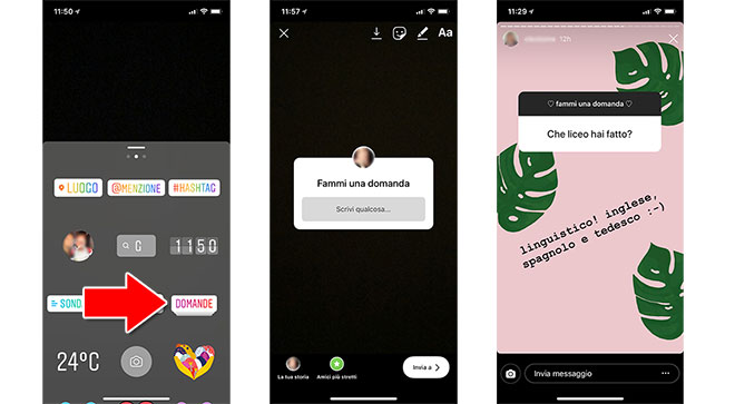 Instagram adesivo Fammi una domanda