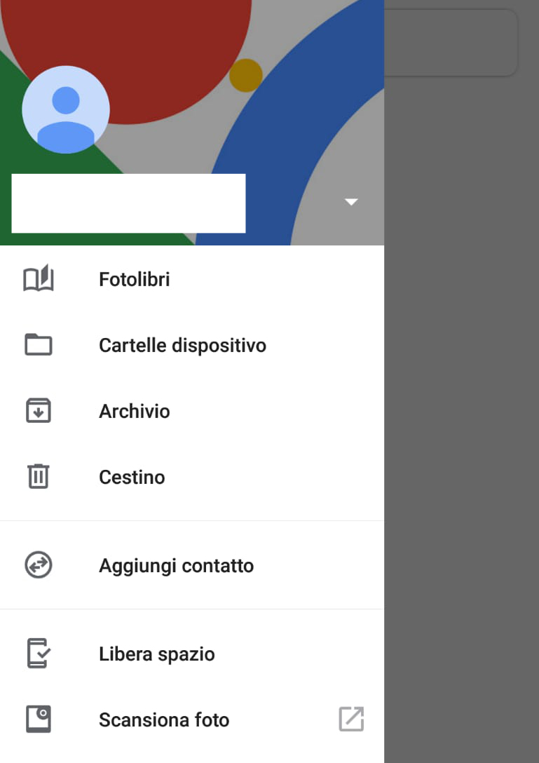 schermata per accedere al cestino su google foto