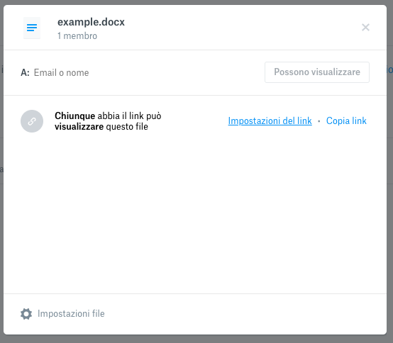 creare link di condivisione su dropbox