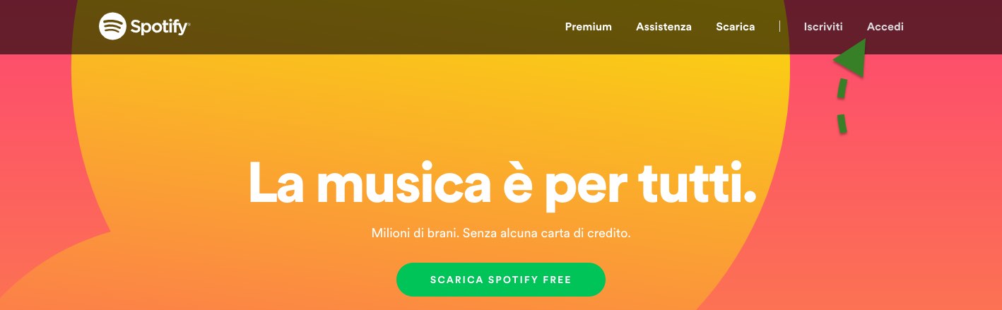 accedi a spotify da browser