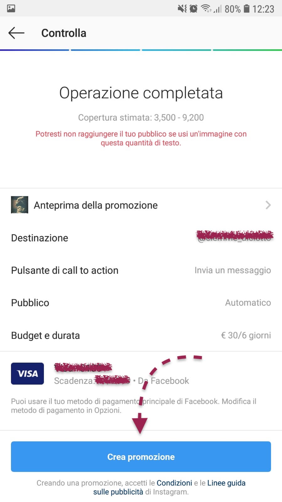 metodo pagamento storia sponsorizzata instagram