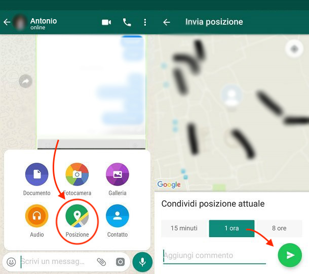 posizione-whatsapp-android