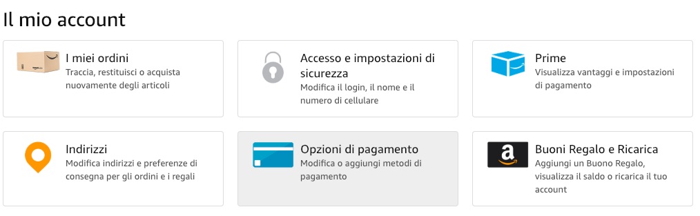 il mio account amazon