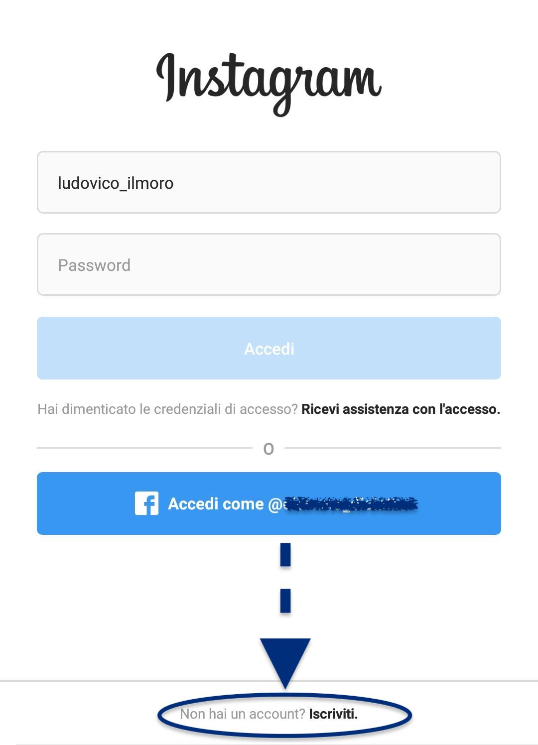 iscrizione instagram smartphone