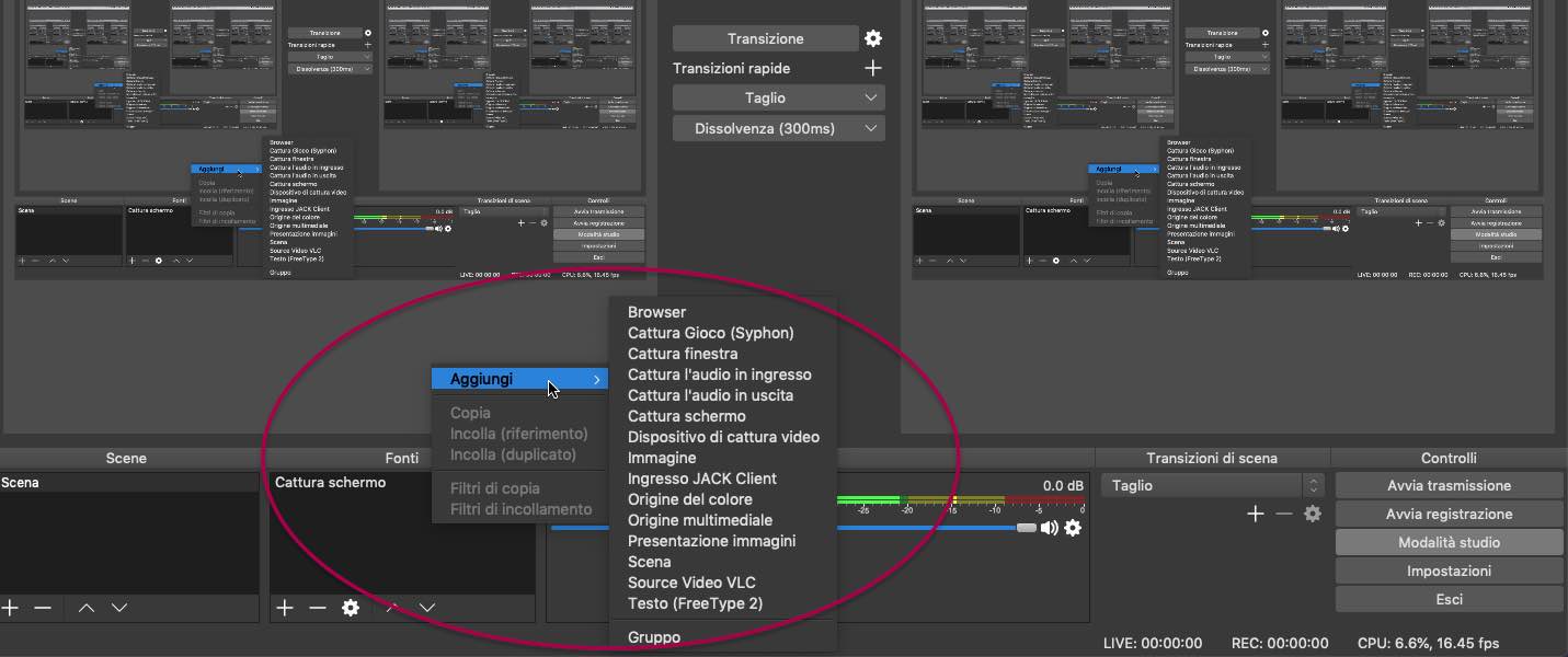 registrare con obs video