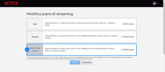 Come modificare il piano di abbonamento a Netflix