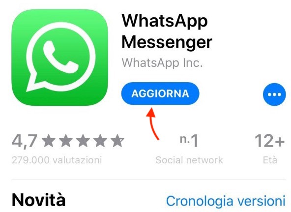 aggiornare whatsapp su ios