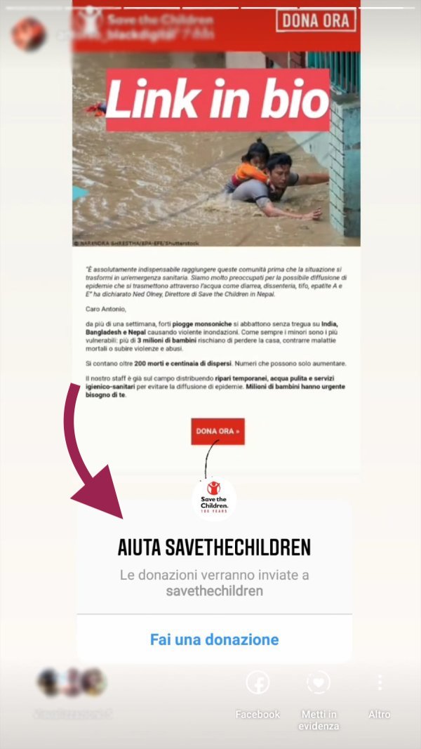 fai una donazione instagram