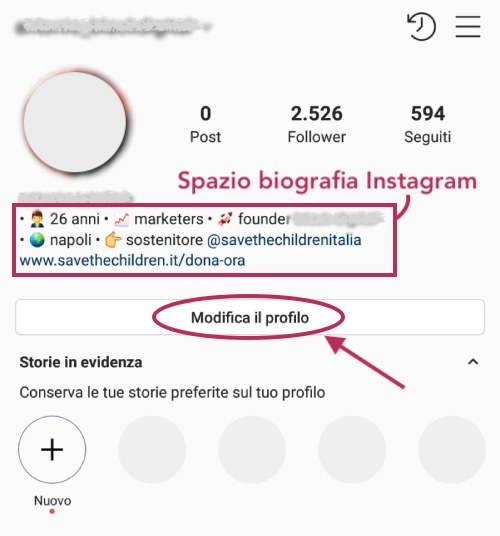 profilo instagram telefono