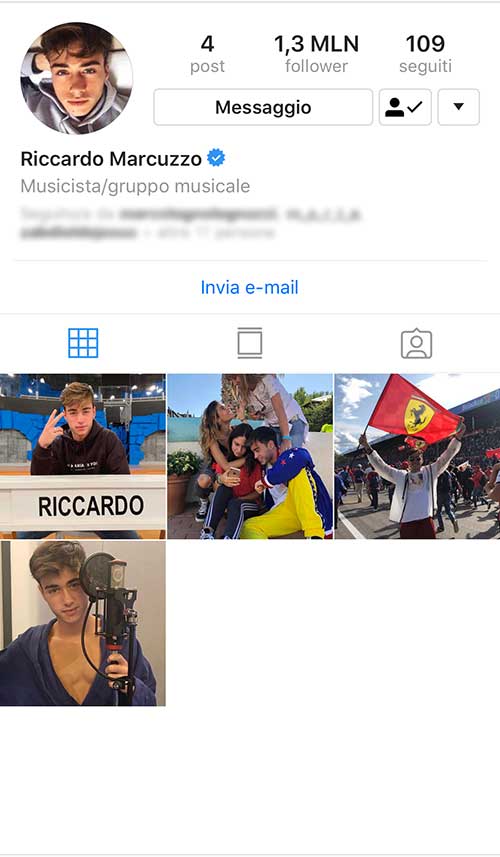 profilo instagram RIKI con foto sosia