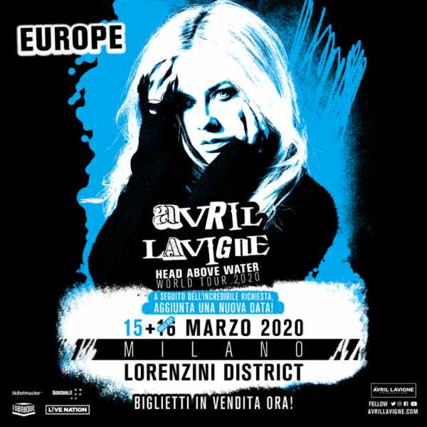 Avril Lavigne Milano 2020 concerti