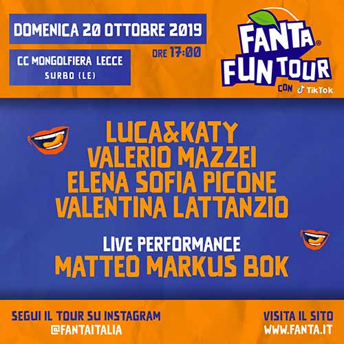line up Fanta Fun Tour 20 ottobre 2019