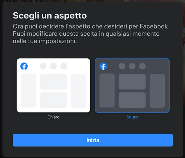 dark mode facebook