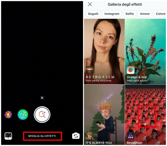 Sfoglia Effetti Instagram