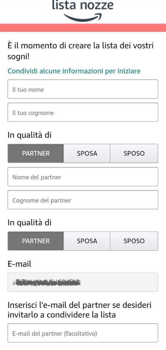 form lista nozze amazon