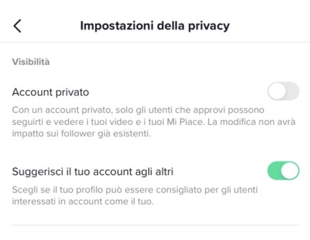 TikTok account privato