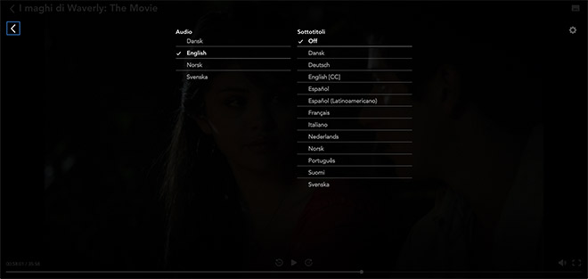 sottotitoli audio Disney Plus