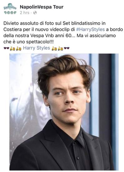 Harry Styles post Napolinvespa
