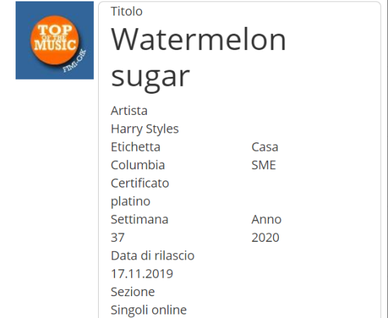 Watermelon Sugar Disco di Platino