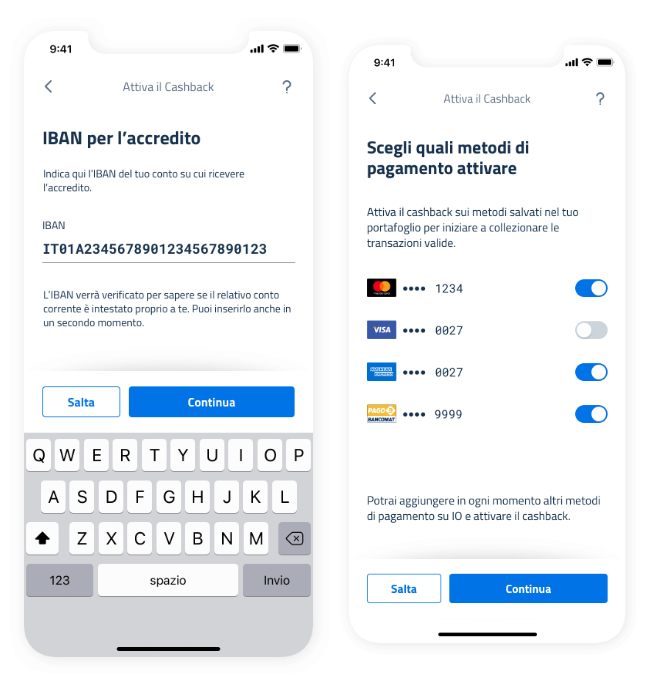 iban pagamenti cashback