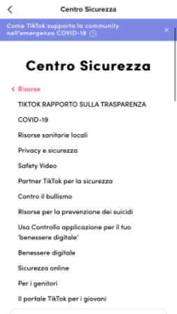 TikTok centro sicurezza