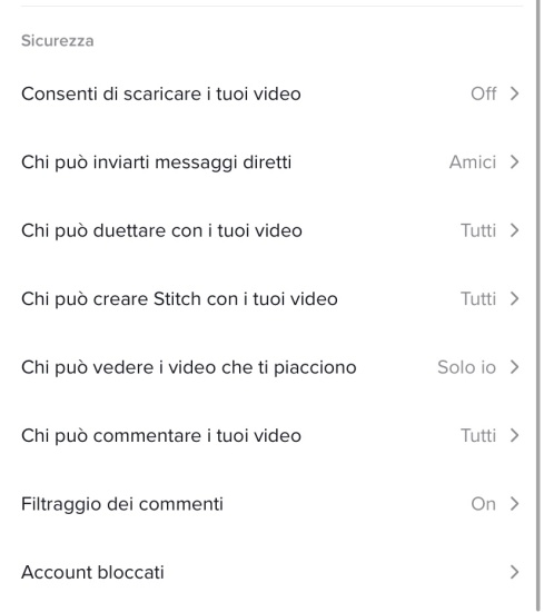 TikTok Impostazioni privacy. 1jpg