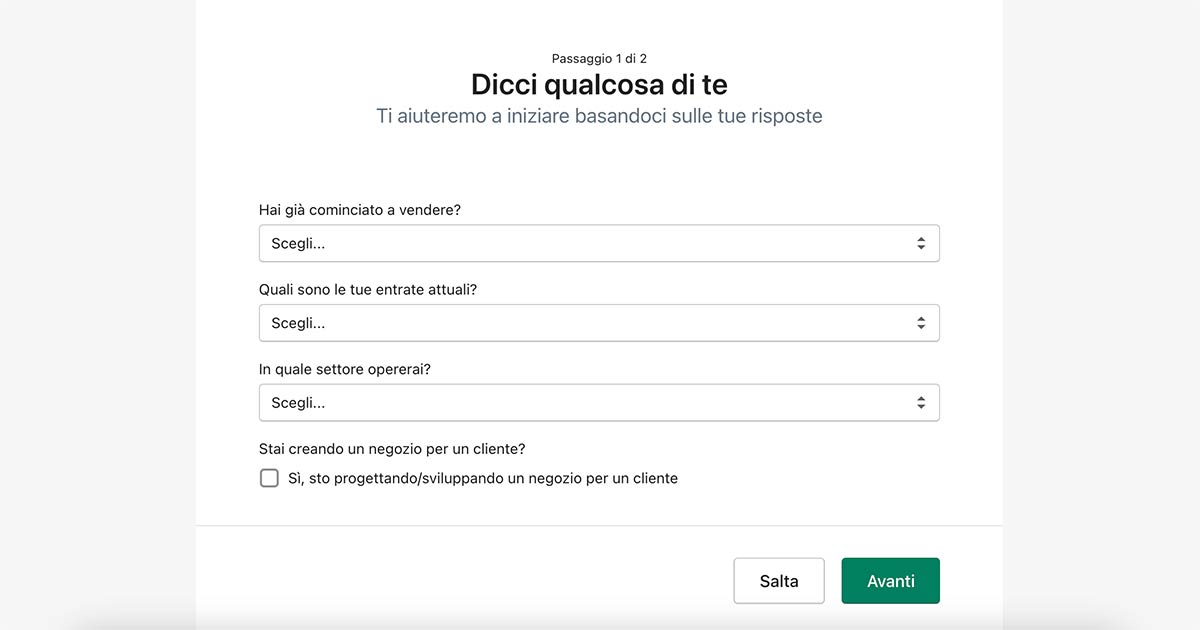 Shopify dicci qualcosa di te