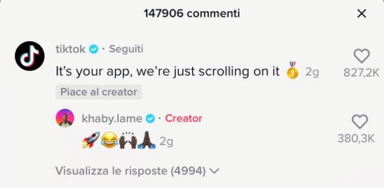 TikTok commento a Khaby Lame