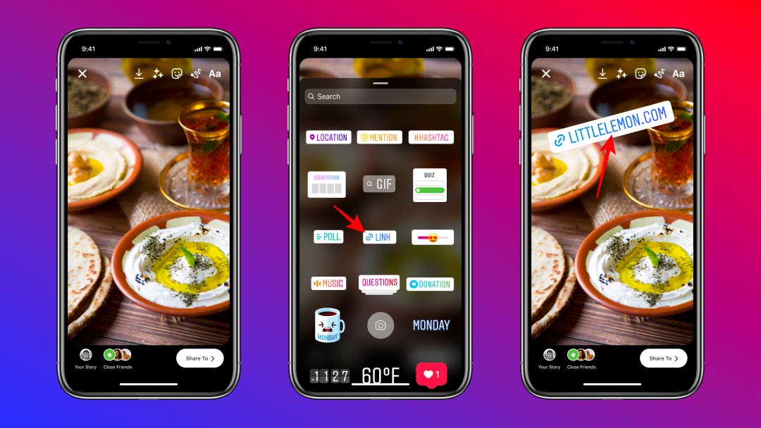 Instagram sticker link Storie