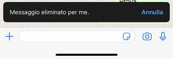 WhatsApp elimina per me annulla