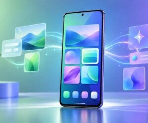 Smartphone con interfaccia astratta per l’aggiornamento Android di settembre 2026