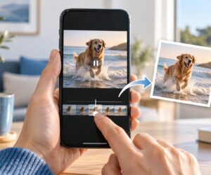 Salvare un fotogramma di un video come foto su iPhone