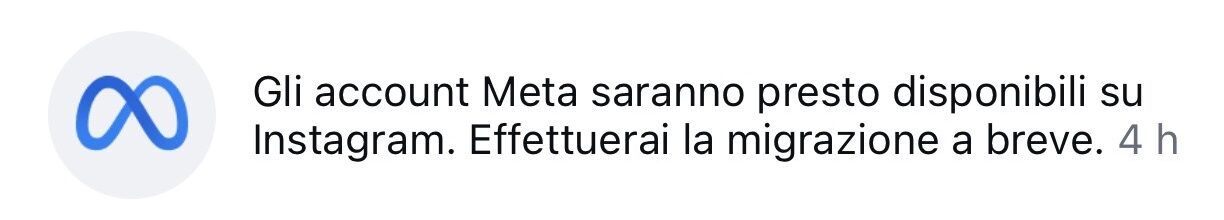 Avviso Account Meta presto disponibili